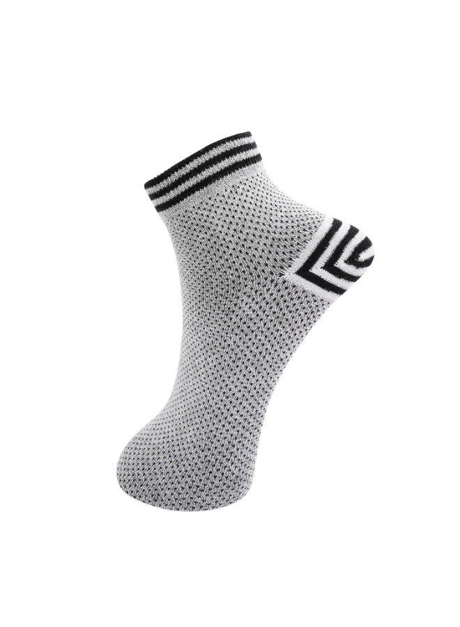 White Leaf Men’s Corporate Ankle Socks – Breathable, Moisture-Wicking, Stay-Put Grip – Premium Cotton – 3 Pairs (Gray, Black, Blue) - Image 4