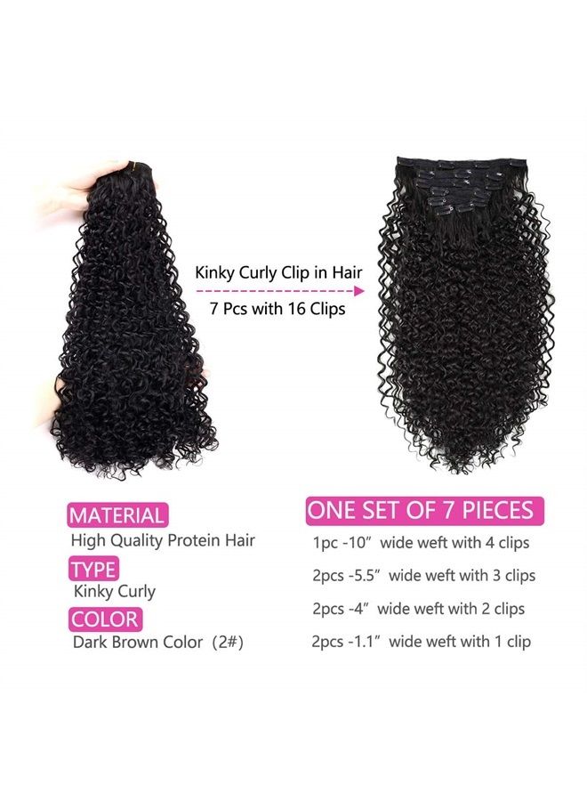 BHF 26 inch Kinky Curly Clip In Hair Extension, Double Weft Full Head Japanese Heat Resistance Fiber 140g Synthetic Hair Extensions For Women 7pieces (#2) - Image 3