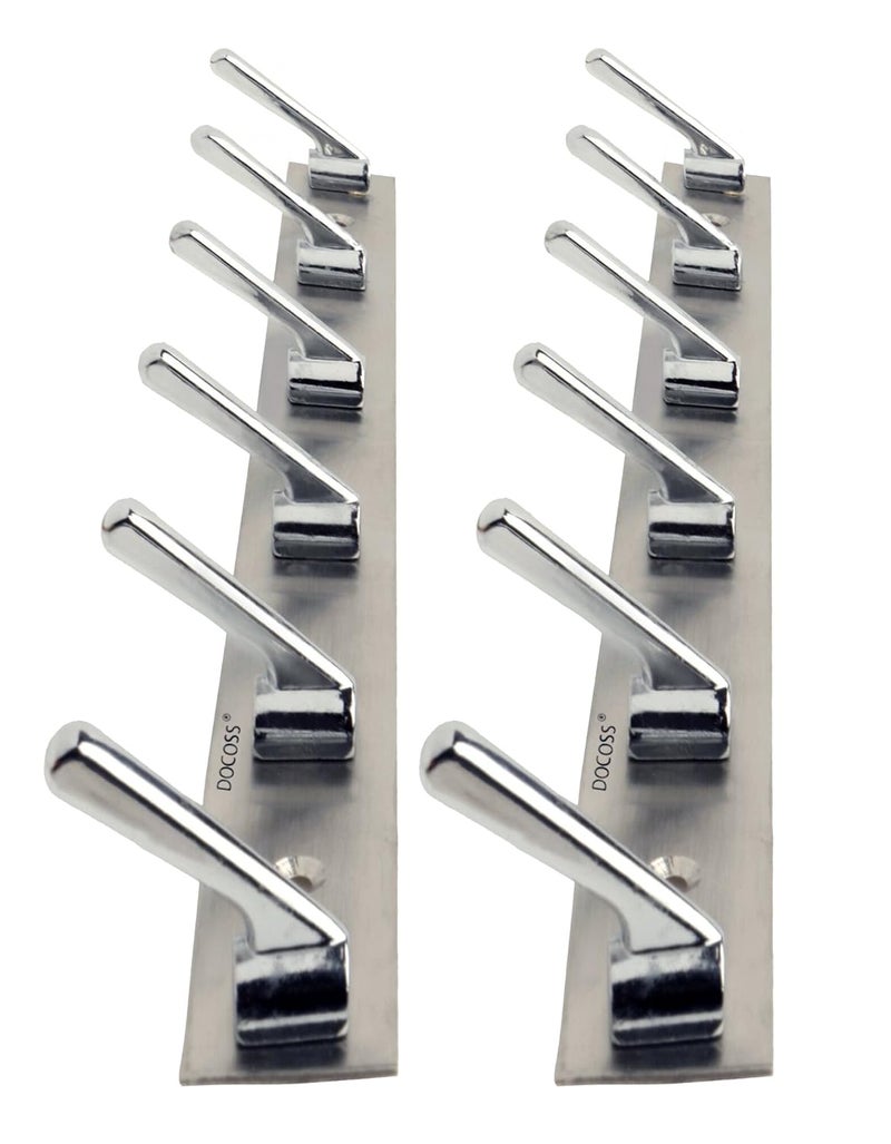 DOCOSS Stainless Steel Wall Hooks for Hanging Cloth and Towel Hangers for Wall Hook,Door Hangers,Hook Rail Pack of 2, Silver - Image 1