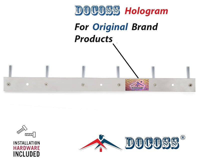 DOCOSS Stainless Steel Wall Hooks for Hanging Cloth and Towel Hangers for Wall Hook,Door Hangers,Hook Rail Pack of 2, Silver - Image 5
