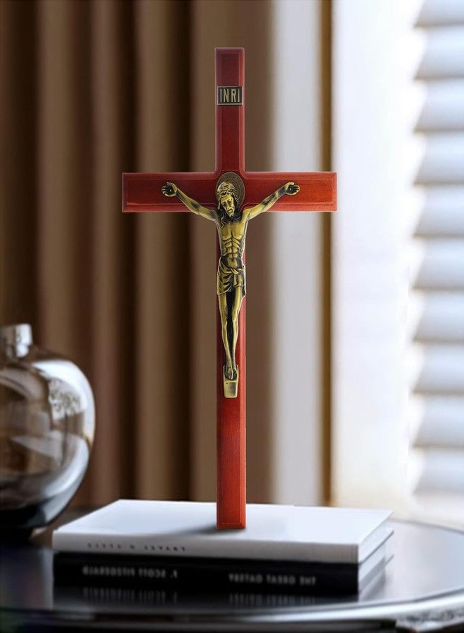 KOMI 15 Inch Large Crucifix Wall Cross for Home Decor Handmade Wooden Cross Jesus Crucifix Wall Hanging Decor Catholic Religious Gifts for Men Women - Image 4