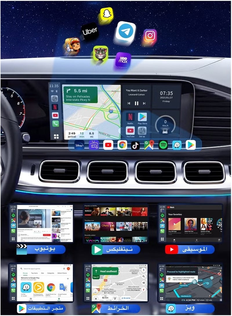 Makrystorm 2025 Newest Wireless CarPlay Adapter Supports YouTube, Netflix & More Wired CarPlay to Wireless Dongle, AI Box CarPlay 2 in 1 Wireless AI Box Plug & Play - Image 4