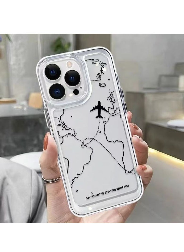 Transparent Space Shell – Airplane Map 322 Design for iPhone 16 Pro, Stylish and Protective Case - Image 4