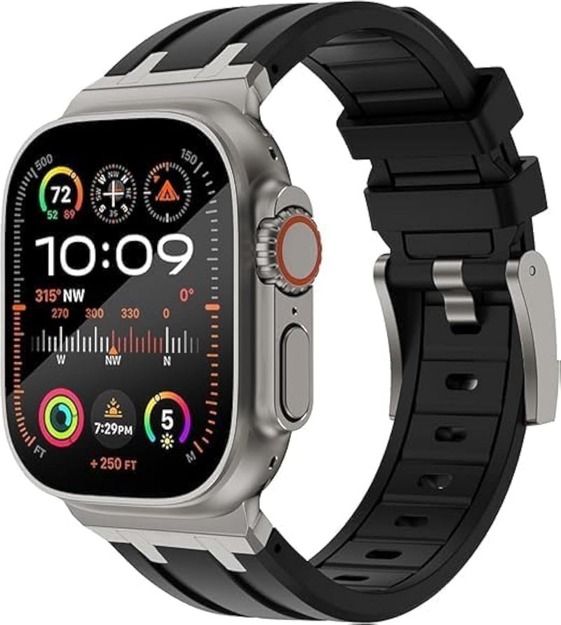 Dado Luxury Liquid Silicone Rubber Band Compatible with Apple Watch Series 10/Ultra 2/Ultra/9/8/7/6, 49mm–42mm, Soft Sport Strap - Image 1