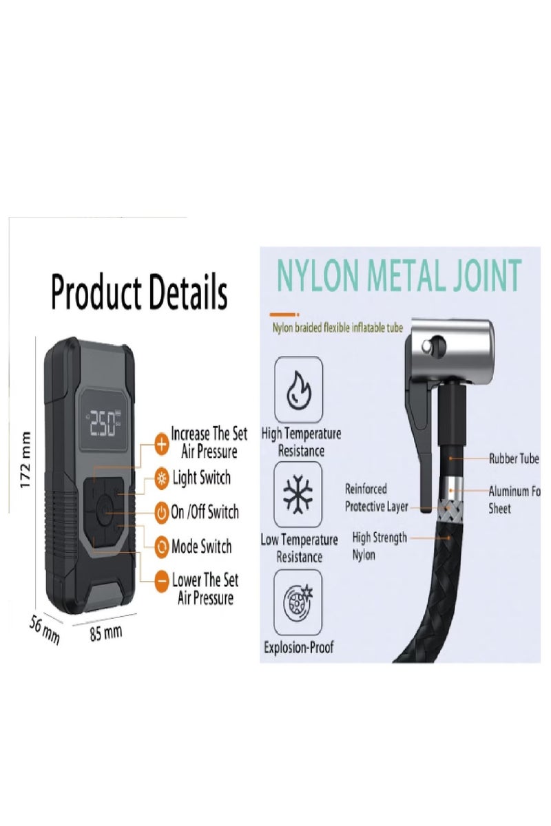 Denx Cordless Car Tire Inflator | 120W with 7500mAh Portable Charger, High Brightness LED Light and Powerful Rechargeable Lithium Battery - Image 1