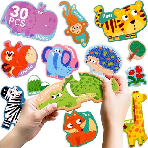 Dotimo kids Dotimo Wild Animal Magnetic Preschool Puzzles for Toddlers 35 30 PCS with 13 Pairs Animal Cognition Kids Refrigerator Magnets Travel Toys Preschool Educational Activity - Image 1