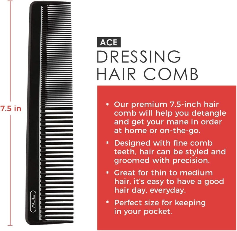 Goody ACE 7.5 Inch Dressing Comb in Black - Professional Quality Hair Styling Tool - Image 3