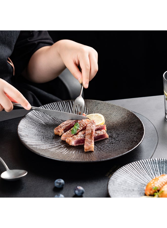 Onlycook Ceramic Western-Style Dinner Plate 8-Inch 10-Inch Fruit Plate Dinner Plate Dish Home Set Dish Black 8-Inch - Image 1