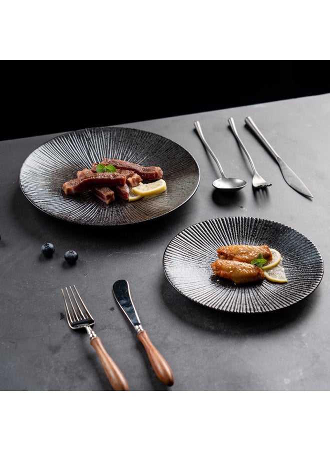 Onlycook Ceramic Western-Style Dinner Plate 8-Inch 10-Inch Fruit Plate Dinner Plate Dish Home Set Dish Black 8-Inch - Image 2