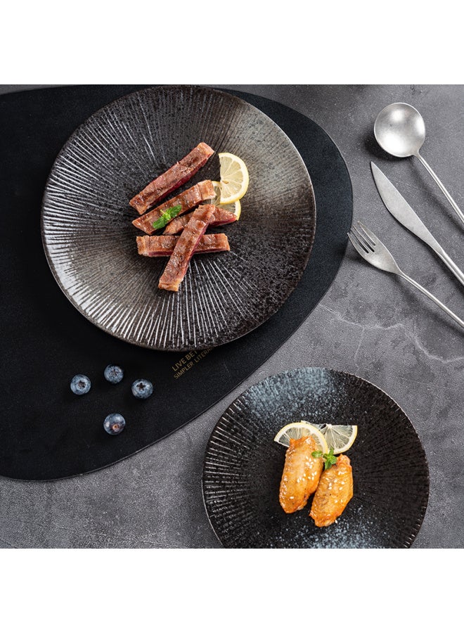 Onlycook Ceramic Western-Style Dinner Plate 8-Inch 10-Inch Fruit Plate Dinner Plate Dish Home Set Dish Black 8-Inch - Image 4