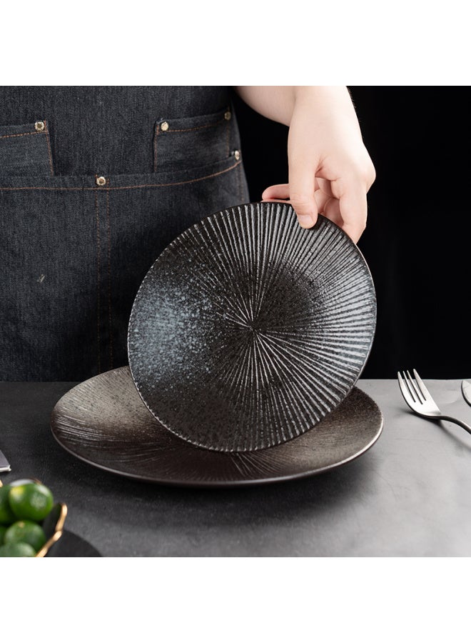 Onlycook Ceramic Western-Style Dinner Plate 8-Inch 10-Inch Fruit Plate Dinner Plate Dish Home Set Dish Black 8-Inch - Image 3