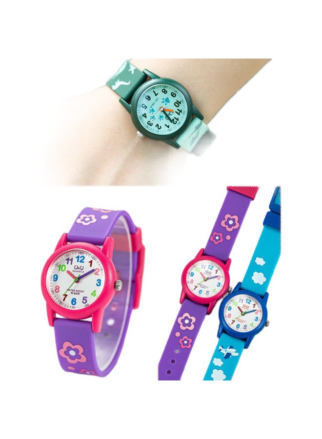 Q&Q ساعة أطفال سيكو سيتي تحت العلامة التجارية كرتون للأولاد والبنات مقاومة للماء ساعة امتحانات الطلاب لدخول المدرسة الثانوية Vr99J015Y - Image 1