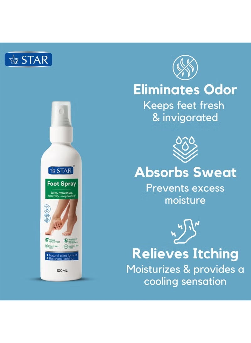 سز ستار بخاخ للقدمين بمستخلصات نباتية طبيعية وزيوت أساسية - تركيبة مضادة للبكتيريا والفطريات ومزيلة للروائح الكريهة للقدمين والعرق والانتعاش - بخاخ للقدمين يمتص الرطوبة ويهدئ وينعش - (عبوة من قطعتين 100 مل) - Image 5