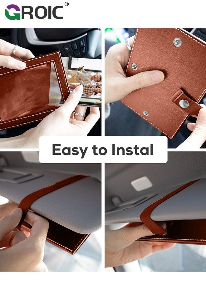 GROIC Car Picture Holder Artificial Leather Picture Frames,Car Visor Clip Fits 5-inch Photo Frame Car Accessories,Photo Frame for Car Displays Your Photographs - Image 4