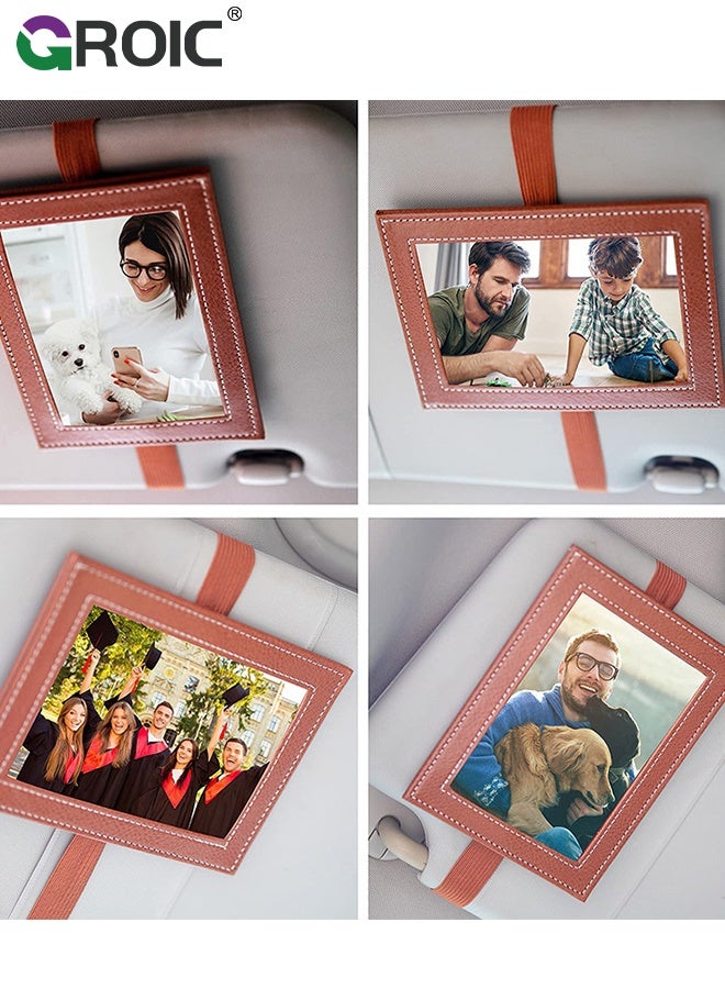 GROIC Car Picture Holder Artificial Leather Picture Frames,Car Visor Clip Fits 5-inch Photo Frame Car Accessories,Photo Frame for Car Displays Your Photographs - Image 5