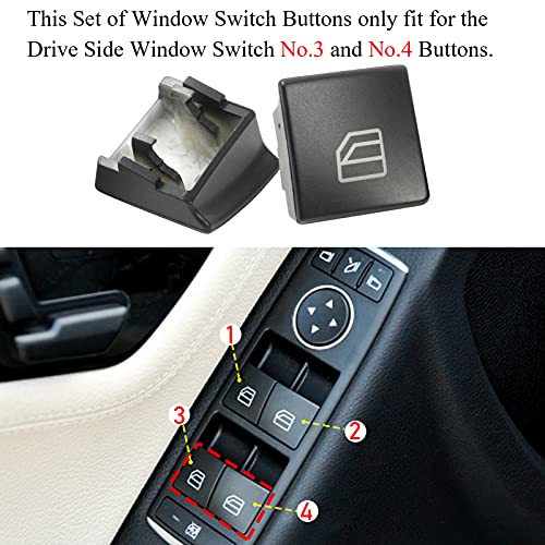 Jaronx Compatible with Mercedes Benz Window Button Covers, Power Window Control Switch Buttons for Mercedes Benz C-Class W204 C230 C280 C300 C350, E-Class W212,GLK-Class X204 GLK350 - Image 4