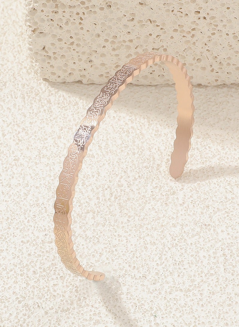 Mark Fairwhale Vintage Stainless Steel Carved C-Shaped Open Men's And Women's Bracelet  - Image 1