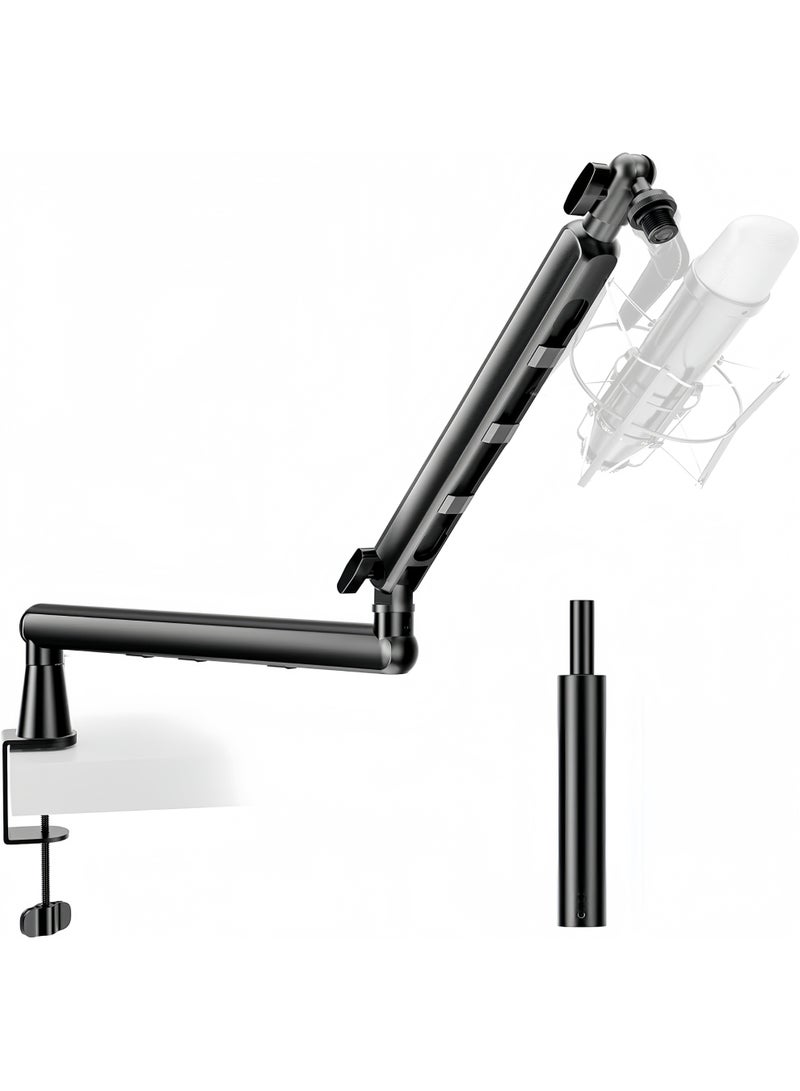 FlashHawk Microphone Boom Arm, Low Profile Adjustable Stick Microphone Arm Stand, for Podcast Streaming Gaming Studio - Image 1