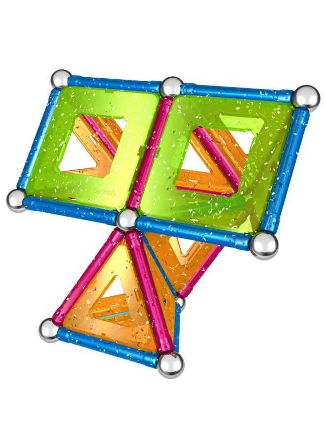 GEOMAG Geomag Glitter Magnetic Panels | Building Toys for Toddlers| Glittered Magnetic Sticks With Metallic Balls and Panels| 68 Pcs| Ages 3 Years+  - Image 1