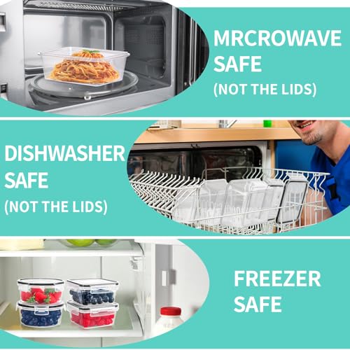 Skroam 72 piece Food Storage Containers Set with Airtight Lids (36 Containers & 36 Lids), Plastic Leak-Proof Kitchen Storage Containers for Pantry Organizers and storage - Meal Prep, Lunch Containers - Image 5