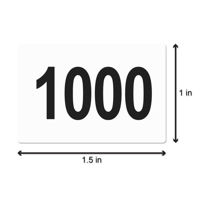 OfficeSmartLabels 1001-1500 Consecutive Number Labels (1 x 1.5 inch, White - 500 Labels) 1001 to 1500 Number Sequence Stickers for Inventory, Shipping, Distribution OR Manufacturing - Image 2
