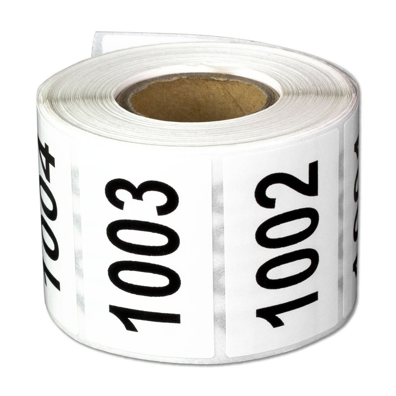 OfficeSmartLabels 1001-1500 Consecutive Number Labels (1 x 1.5 inch, White - 500 Labels) 1001 to 1500 Number Sequence Stickers for Inventory, Shipping, Distribution OR Manufacturing - Image 1
