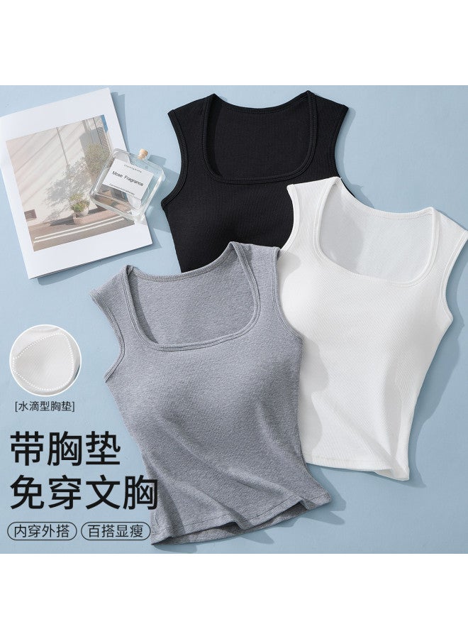 MIIOW Women'S Square Neck Camisole With Built-In Bra, Strappy Tank Top For Layering In Spring And Autumn - Image 5