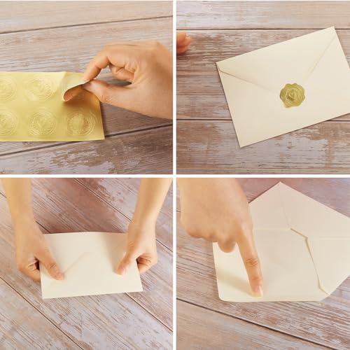 Toperd 50 Pack Cream A6 Envelopes with Cards 4x6 Thick Folded Cardstock and Gold Stickers for Greeting Cards, Wedding, Birthday, Invitations, Baby Showers (Cream, 4x6) - Image 3