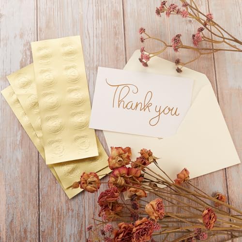 Toperd 50 Pack Cream A6 Envelopes with Cards 4x6 Thick Folded Cardstock and Gold Stickers for Greeting Cards, Wedding, Birthday, Invitations, Baby Showers (Cream, 4x6) - Image 4
