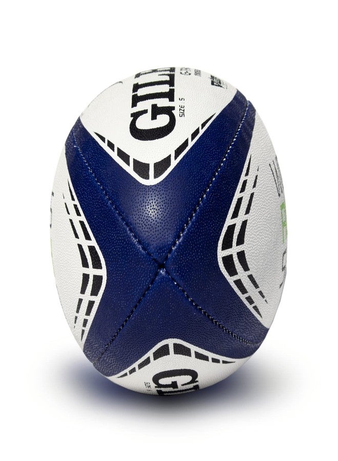 World Rugby Shop X Gilbert G-TR4000 Rugby Ball Size 4 - Durable Rugby Equipment - Triangular Surface Grip - 3 Ply Construction - Navy - Image 4