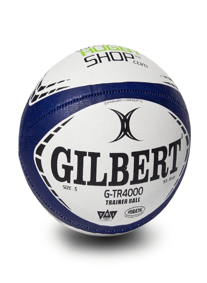 World Rugby Shop X Gilbert G-TR4000 Rugby Ball Size 4 - Durable Rugby Equipment - Triangular Surface Grip - 3 Ply Construction - Navy - Image 3