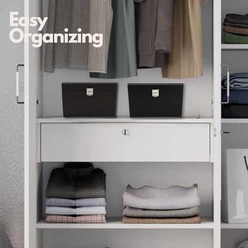 FONSIE ® Black Belt Organizer Rack Box for Wardrobe, Closet, drawer Storage organizing belts holder Faux Leather 3 Slot. - Image 3