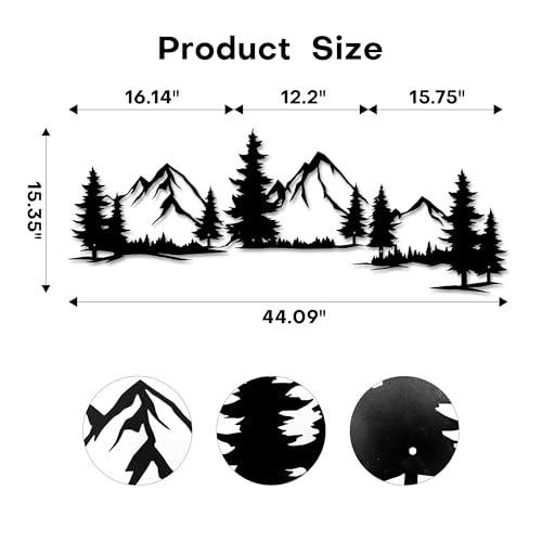 Xedatric 1535 4409 Inchs Mountain and Forest Metal Wall Decor Horizontal Wall Art Nature Landscape Large Metal Wall Art Evergreen Trees Forest Wall DecorHousewarming Gift - Image 3