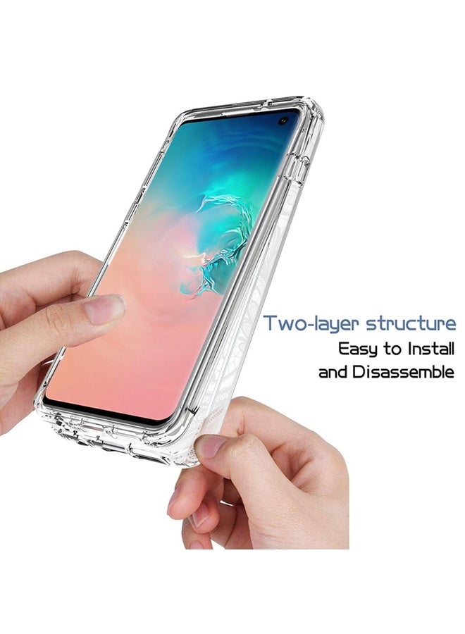 Case Cover For Samsung Galaxy S10 PC+TPU Transparent Painted Phone Case(White Flower)