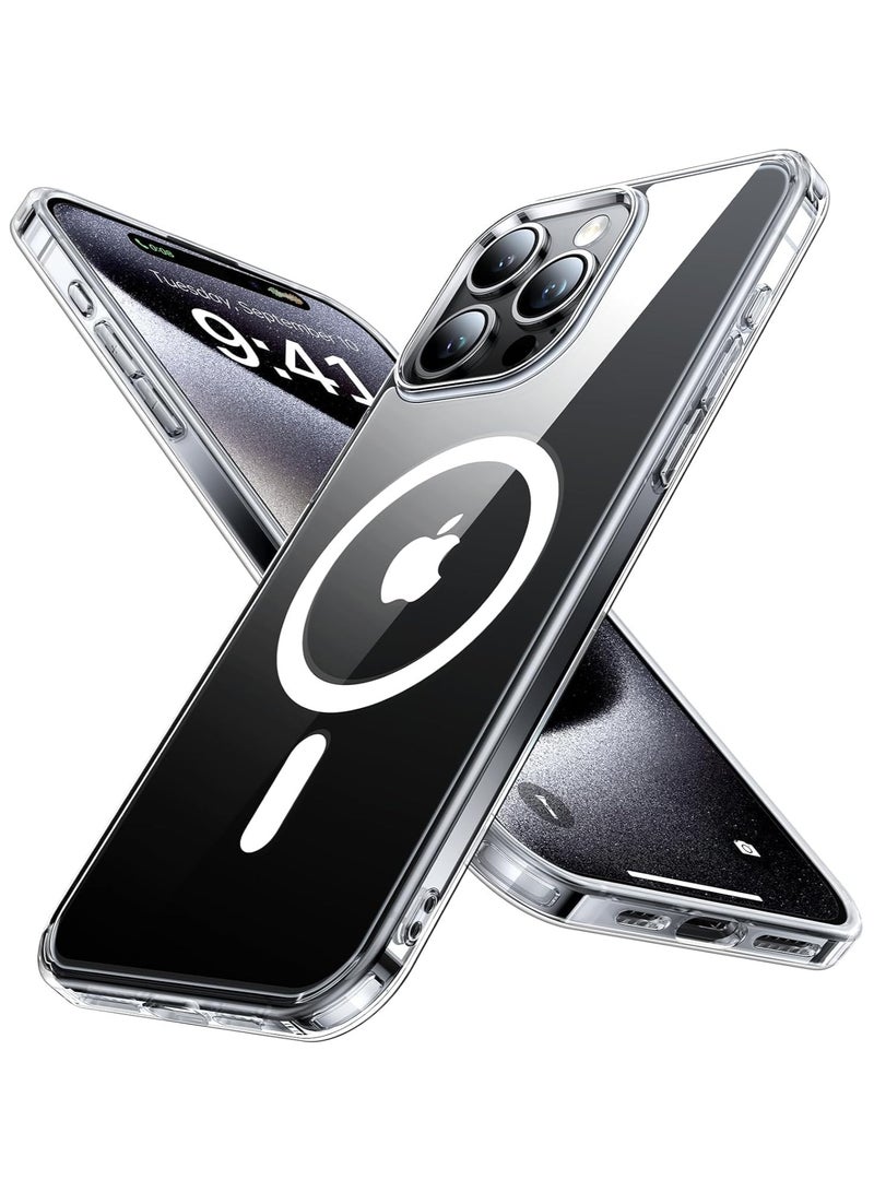 جراب لموبايل ايفون 15 برو ماكس ماج سيف شفاف يدعم الشحن اللاسلكي المغناطيسي، حماية ضد الصدمات، مقاوم للخدش لموبايل ايفون 15 برو ماكس - شفاف - Image 3