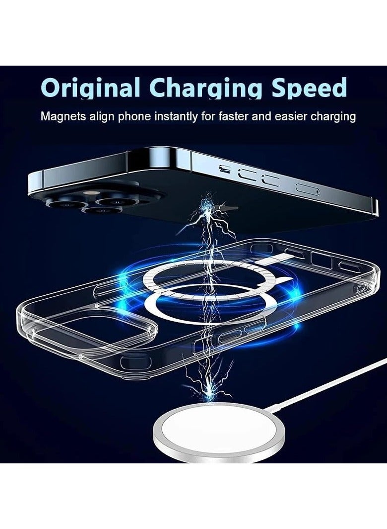 جراب لموبايل ايفون 15 برو ماكس ماج سيف شفاف يدعم الشحن اللاسلكي المغناطيسي، حماية ضد الصدمات، مقاوم للخدش لموبايل ايفون 15 برو ماكس - شفاف - Image 5