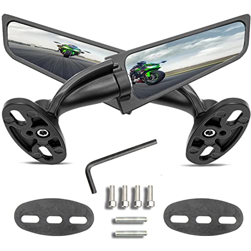 AceSupever 2025 Latest Motorcycle Wing Mirrors Compatible with GSXR 600 750 1000 | CBR300R CBR500R CBR600RR CBR1000RR EX250 EX300 EX400 EX650 ZX6R ZX10R - Adjustable Low Profile & Convex Design - 2 Pack - Image 1