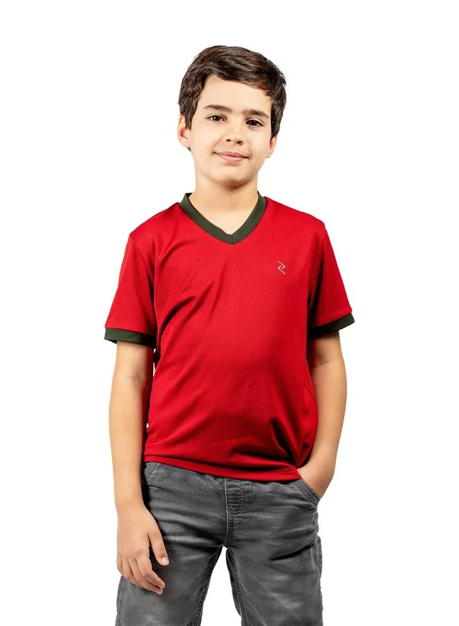 ZAECY Boy's V-neck Short Sleeve Tee