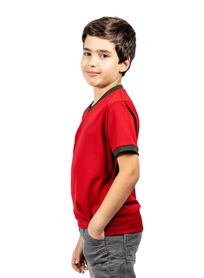 Zaecy Boy's V-neck Short Sleeve Tee