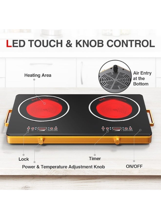 Double Infrared Electric Cooker 3500W “ Dual Burner Ceramic Cooktop with LED Display, Timer Function, Touch Control, Overheat Protection “ Portable Electric Stove for Home, Office & Kitchen - Image 2