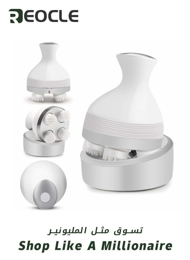 REOCLE Electric Scalp Massager Rechargeable 3D Scalp Massager Fatigue Relief Massage Tool Newly Upgraded Portable Meridian Brush White  - Image 2