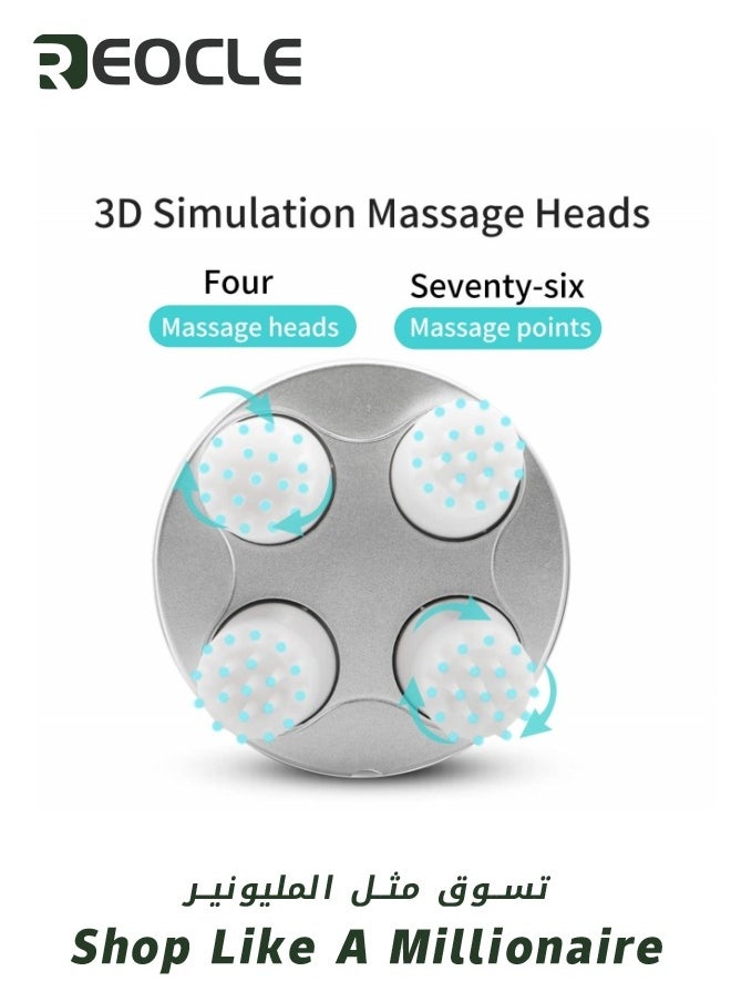 REOCLE Electric Scalp Massager Rechargeable 3D Scalp Massager Fatigue Relief Massage Tool Newly Upgraded Portable Meridian Brush White  - Image 4