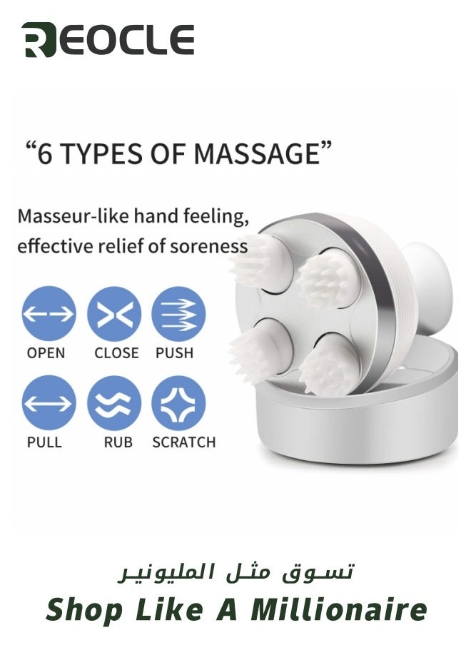 REOCLE Electric Scalp Massager Rechargeable 3D Scalp Massager Fatigue Relief Massage Tool Newly Upgraded Portable Meridian Brush White  - Image 3