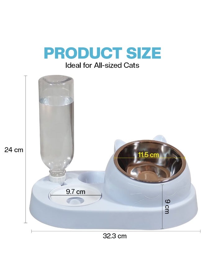 NNC PETS Dual bowl automatic feeder & water dispenser for Cats & Small dogs, Spill-proof food & water dispenser with Stainless steel bowl and Durable plastic, Easy to clean, 32.3 cm (LIGHT-BLUE) - Image 2