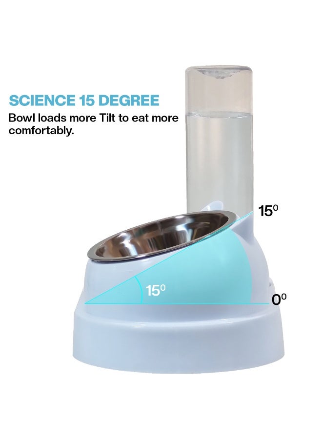 NNC PETS Dual bowl automatic feeder & water dispenser for Cats & Small dogs, Spill-proof food & water dispenser with Stainless steel bowl and Durable plastic, Easy to clean, 32.3 cm (LIGHT-BLUE) - Image 4