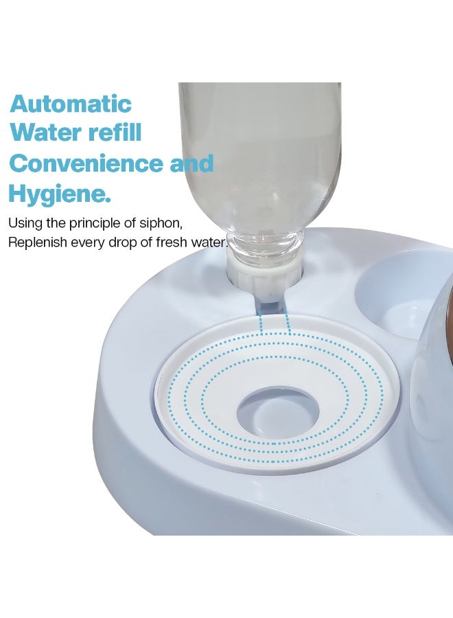 NNC PETS Dual bowl automatic feeder & water dispenser for Cats & Small dogs, Spill-proof food & water dispenser with Stainless steel bowl and Durable plastic, Easy to clean, 32.3 cm (LIGHT-BLUE) - Image 3