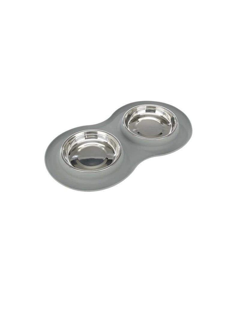 Trixie Stainless Steel Bowl Set Silicone Base Shallow - Image 2