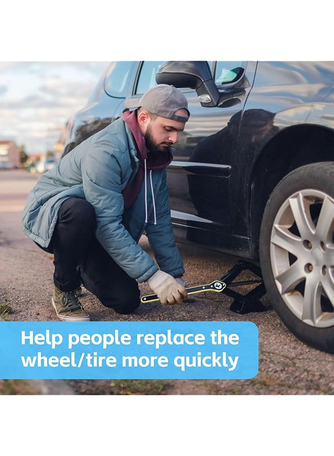 X Spring Jack Ratchet Wrench, 360° Swivel Cross Wrench, Auto Tire Repair Tool, Heavy Duty Labor-Saving Scissor Jack Handle, Speed Scissor Jack Lift Tool For Car, Suv, Truck, Roadside Emergency - Image 5