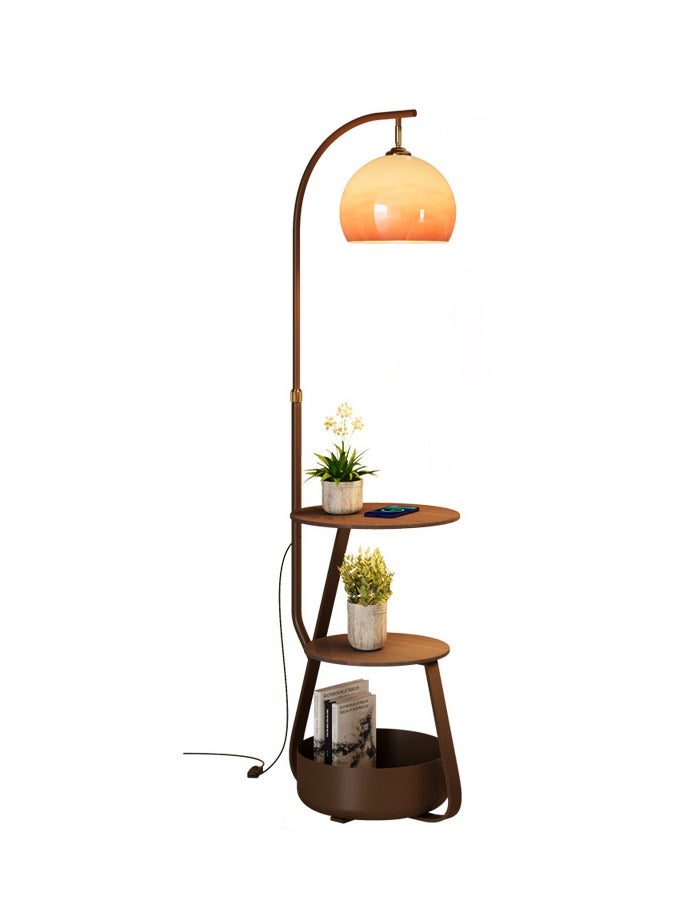 Living Room Sofa Corner Floor Lamp with Storage Rack Cream Style High-Level Vertical Table Lamp Bedroom Bedside Table Lamp - Image 2