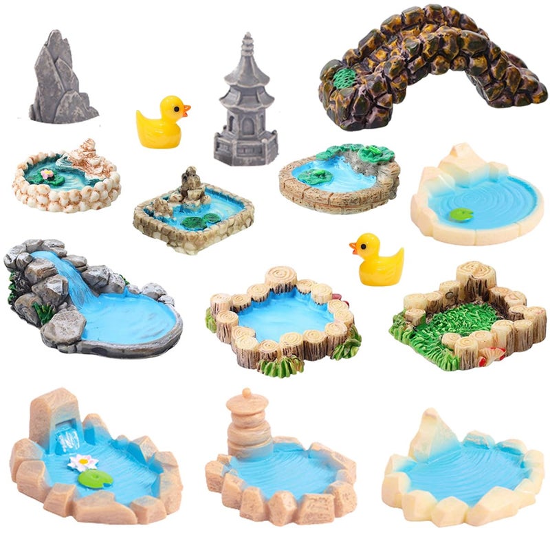 Purple Star Fairy Garden Pond 15 Pack Mini Pond for Fairy Garden Accessories Outdoor Small Ponds Miniature Figurines Zen Gardens Crafts Terrarium Decor Little Statues Easter Gift Brown - Image 1